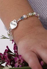 small adorable silver pearls sister bracelet